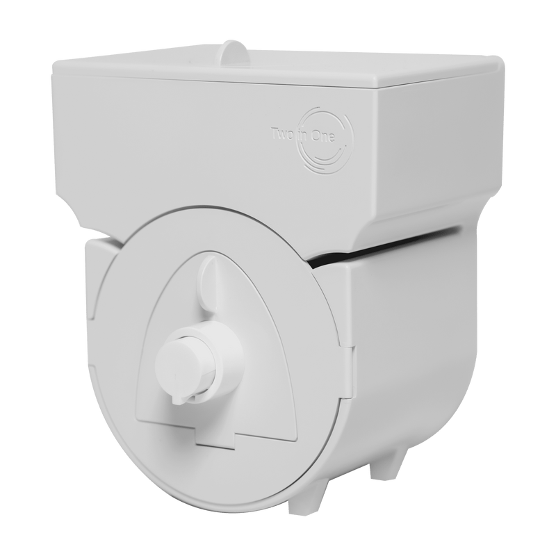 Toilettenpapierspender -  Entdecken Sie die formschöne Toilettenarmatur - Two in One Sanitary mit integriertem Desinfektionsgel Spender. Maximale Hygiene für Ihr Bad. Einfache Wandmontage, universelle Befüllung & sicherer Schutz für Toilettenpapier & Desinfektionstücher. Vermeiden Sie Kreuzkontamination und sorgen Sie für saubere Hände.